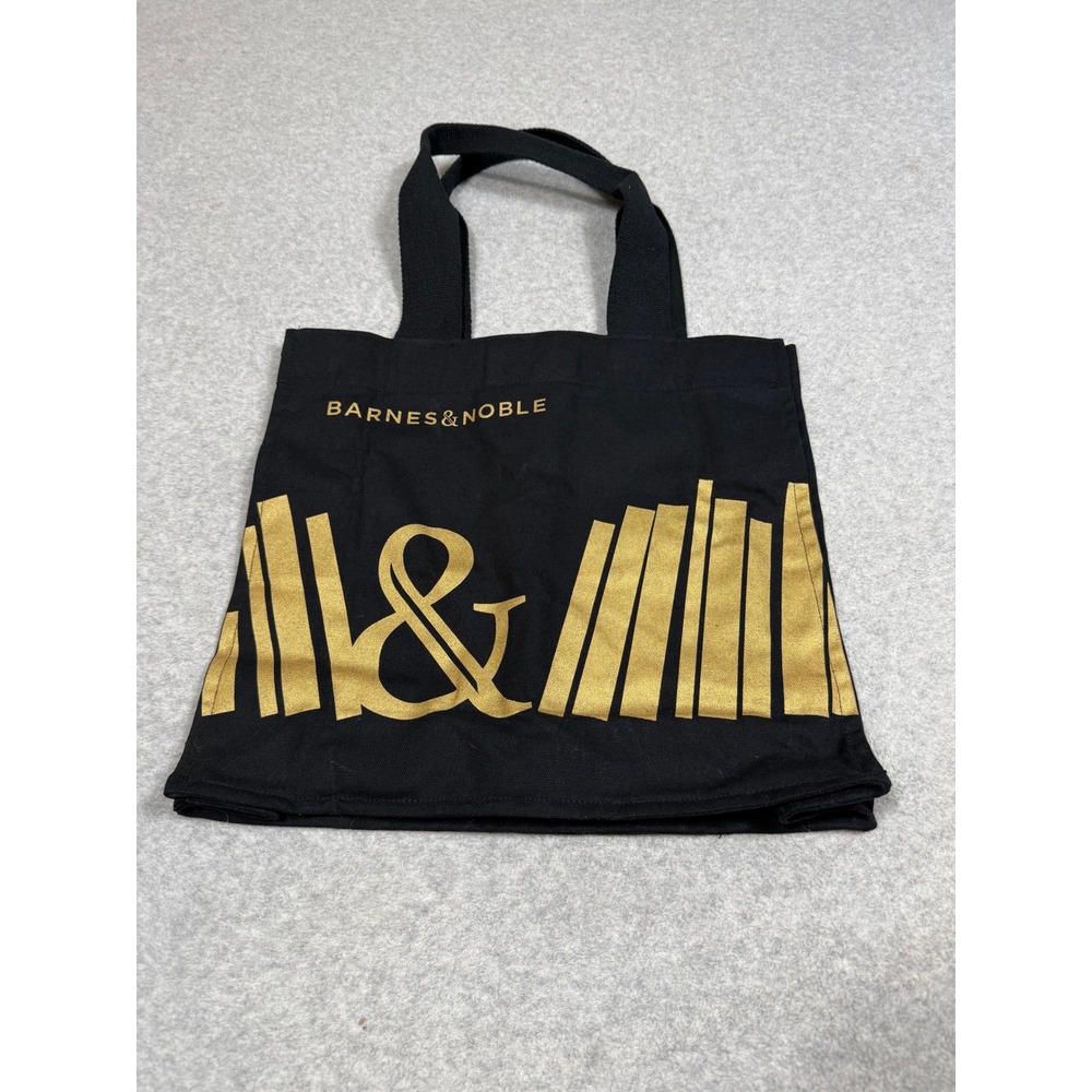 Barnes & Noble Re-Wrap Canvas Tote Bag Black Gold Bookish Reusable Shopper